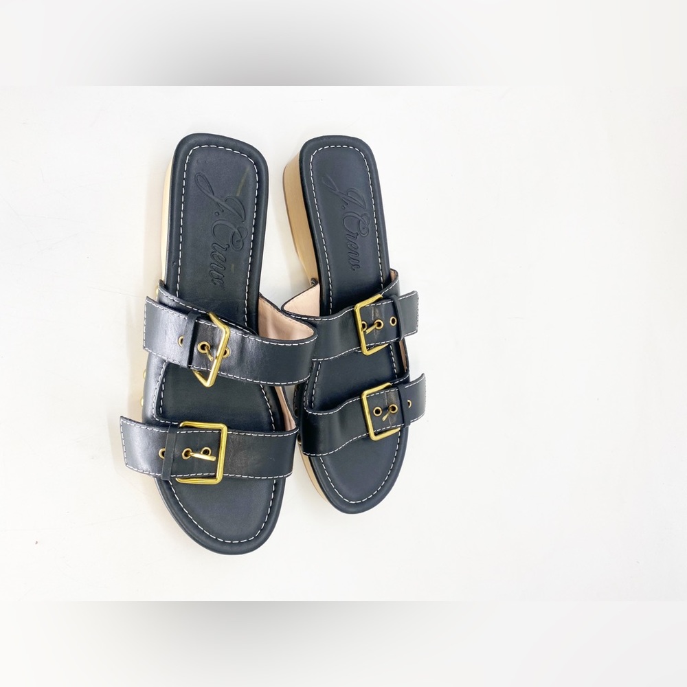 J Crew Leather Double Buckle Strap Sandal Sz 10 - Picture 3 of 6
